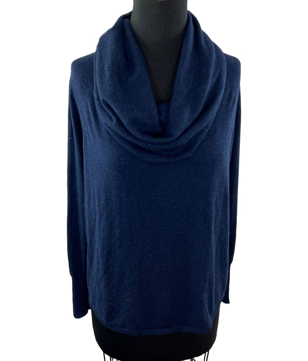JOIE Navy Blue Wool & Cashmere Blend Oversized Cowl Neck Pullover Sweater S
